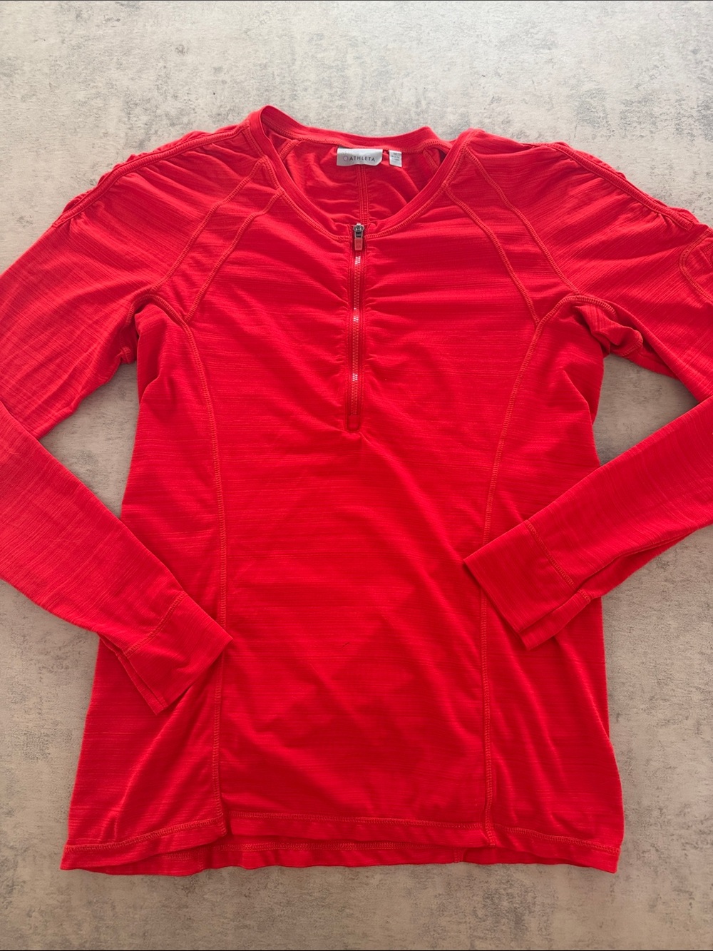 Athleta Bright Red Long Sleeve Quarter-Zip Top
